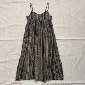 UO Ecoté Midi Patterned Dress, Black & Cream, XS
